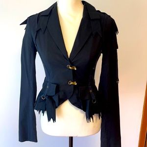 L.A.M.B. 100% wool Jacket, black, lots of details, sz 4